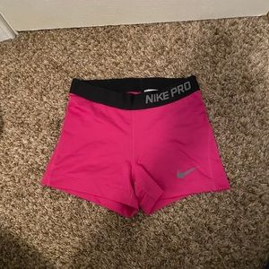 pink nike pro compression shorts